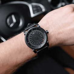 Men's black Zinvo Watches watch with genuine leather belt Blade Phantom - Black 44MM