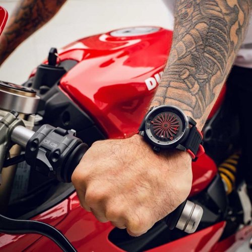Μαύρο Zinvo Watches ρολόι ανδρών με ζώνη από γνήσιο δέρμα Blade Corsa - Black 44MM