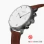 Men's black Nordgreen watch with leather strap Pioneer White Dial - Brown Leather / Gun Metal 42MM