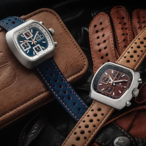 Relógio Straton Watches prata para homens com pulseira de couro Speciale Blue 42MM