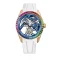 Złoty zegarek męski Agelocer Watches z gumowym paskiem Tourbillon Rainbow Series White / Blue 42MM