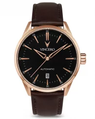 Men's gold Vincero watch with leather strap Icon Automatic - Rose Gold 41MM