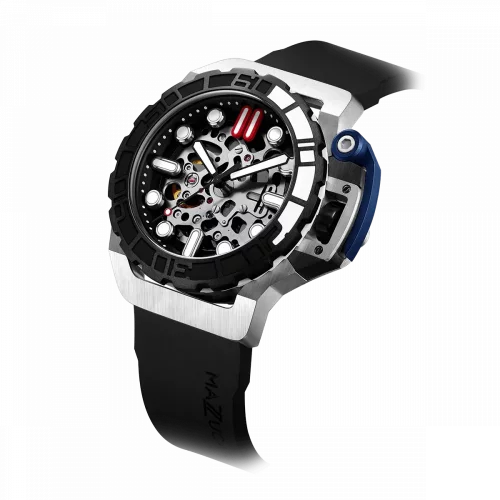 Čierne pánske hodinky Mazzucato s gumovým pásikom RIM Sub Black / Blue - 42MM Automatic