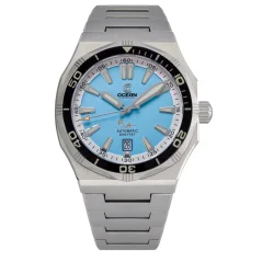 Zilverkleurig herenhorloge van Oceancrawler Watches met stalen band Bolt - Blue Marlin 42MM