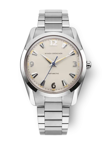 Relógio Nivada Grenchen prata para homens com pulseira de aço Antarctic 35001M20 35MM