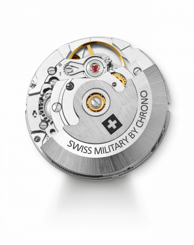 Ασημένιο ρολόι Swiss Military Hanowa για άντρες με ιμάντα από χάλυβα Dive 500M SMA34075.02 44MM Automatic