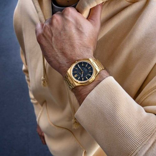 Zlaté pánske hodinky Zinvo Watches s oceľovým pásikom Rival - Gold 44MM