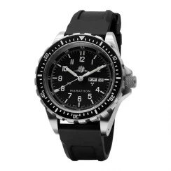 Relógio Marathon Watches prata para homens com pulseira de borracha Official IDF YAMAM™ Jumbo Automatic 46MM