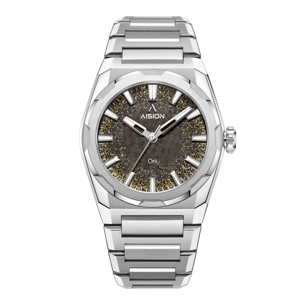 Men's silver Aisiondesign Watch with steel strap HANG Crafts
