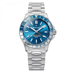 Strieborné pánske hodinky Venezianico s oceľovým pásikom Nereide GMT 3521502C Blue 39MM Automatic