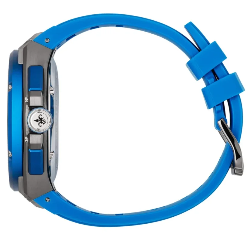 Stříbrné pánské hodinky Ralph Christian s gumovým páskem The Apex Chrono - Celestial Blue 46MM