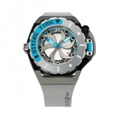 Relógio masculino de prata Mazzucato com bracelete de borracha RIM Scuba Black / Silver - 48MM Automatic