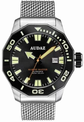 Ασημένιο ρολόι Audaz Watches για άντρες με ιμάντα από χάλυβα Marine Master ADZ-3000-01 - Automatic 44MM