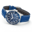 Miesten hopeinen Squale - kello kumisella nahkarannekkeella Super-Squale Arabic Numerals Blue Leather - Silver 38MM Automatic