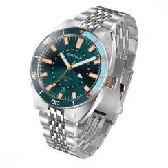 Stříbrné pánské hodinky Circula s ocelovým páskem AquaSport GMT - Blue 40MM Automatic
