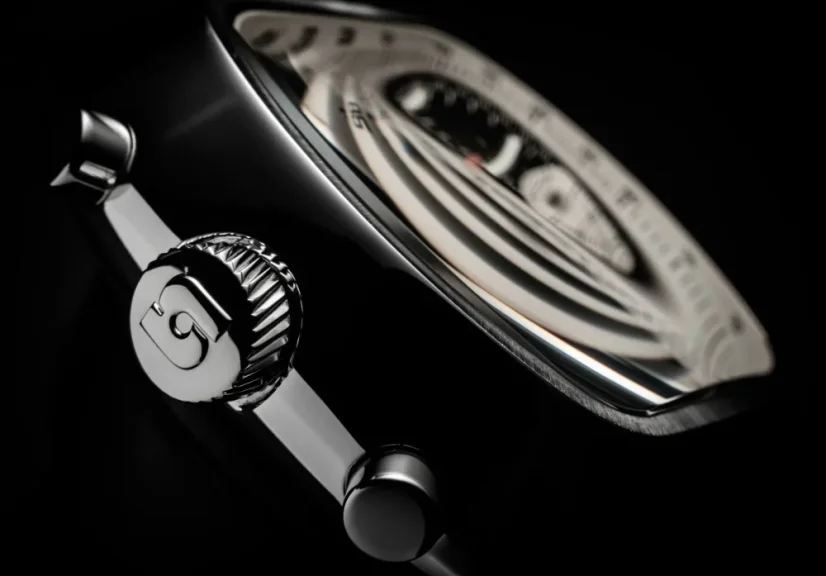 Stříbrné pánské hodinky Straton Watches s koženým páskem Speciale Blue / Orange 42MM