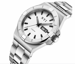Stříbrné pánské hodinky NYI Watches s ocelovým páskem Frawley - Silver 41MM