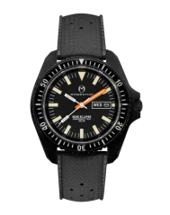 Montre Momentum Watches pour hommes en noir avec élastique SQ30 Eclipse Solar Black-Ion - TROPIC FKM RUBBER 42MM