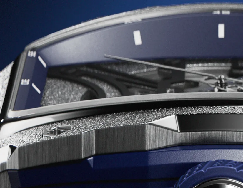 Strieborné pánske hodinky Paul Rich Watch s gumovým pásikom Frosted Astro Skeleton Lunar - Silver / Blue 42,5MM Automatic