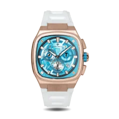 Men's gold Ralph Christian watch with a rubber band The Legacy Chrono - Artic Azure 42,5MM