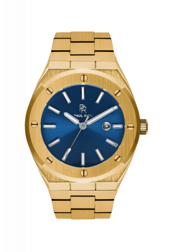 Złoty zegarek męski Paul Rich ze stalowym paskiem Royal Touch 45MM