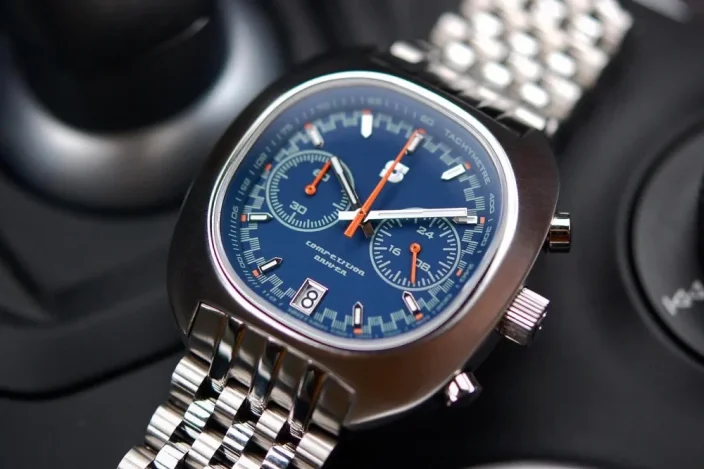 Reloj Straton Watches plata con correa de acero Comp Driver Blue 42MM