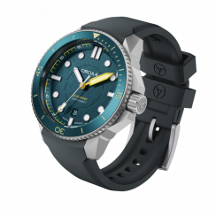 Herrenuhr aus Silber Circula Watches mit Gummiband DiveSport Titan - Petrol / Petrol Aluminium 42MM Automatic