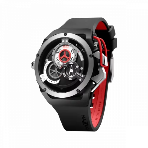 Černé pánské hodinky Mazzucato Watches s gumovým páskem Rim Sport Black / Silver - 48MM Automatic