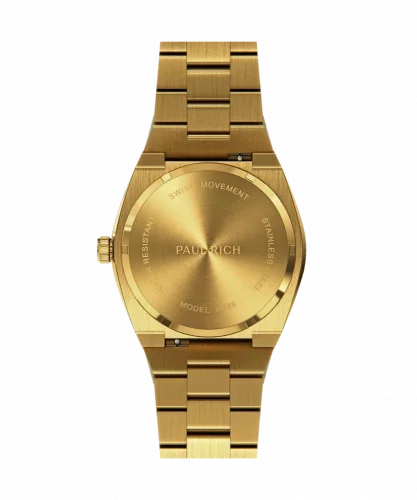 Zlaté pánské hodinky Paul Rich s ocelovým páskem Exotic Fusion Frosted Star Dust - Gold 45MM Limited edition