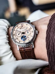 Relógio Waldhoff bracelete de prata com pele para homem Multimatic II Coral 41MM Automatic