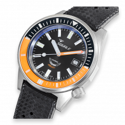 Men's silver Squale watch with rubber strap Matic Satin Orange Rubber - Silver 44MM Automatic