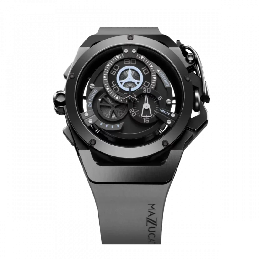 Men's Mazzucato black watch with rubber strap Rim Sport Black / Grey - 48MM Automatic
