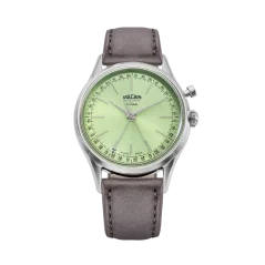Srebrni muški sat Vulcain s kožnim remenom Cricket President Pistachio Green Steel Case Back - GREY 38MM Automatic