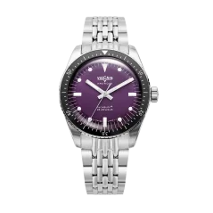 Montre Vulcain pour hommes en argent avec bracelet en acier Skindiver Nautique - Purple - Beads of Rice 44,5MM Automatic