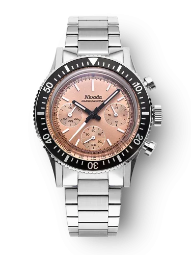 Strieborné pánske hodinky Nivada Grenchen s ocelovým opaskomChronoking Mecaquartz Salamon Bracelet Flat link 87043Q20 38MM