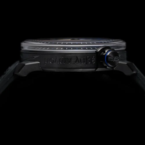 Crni muški sat Bomberg Watches s kožnim remenom AUTOMATIC SPARTAN BLUE 43MM Automatic