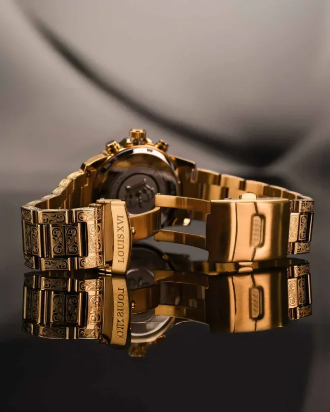 Zlaté dámské hodinky Louis XVI s ocelovým páskem Palais Royale Woman With Diamond 6003 - Gold 38MM