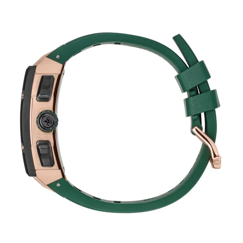 Men's gold Ralph Christian watch with a rubber band The Polaris Chrono - Gold / Hunter Green 42,5MM