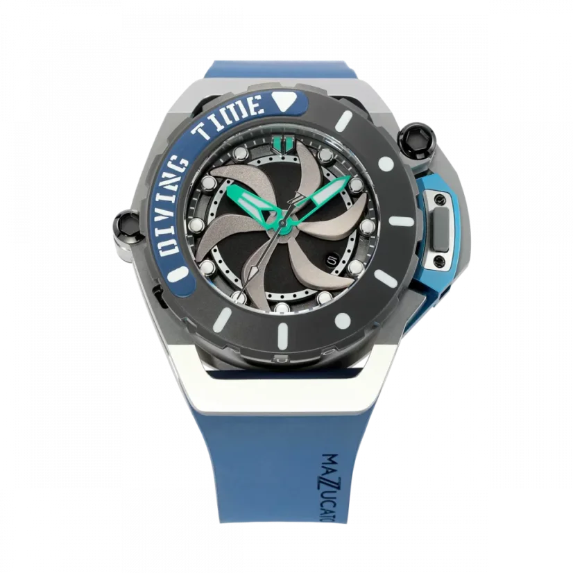 Men's Mazzucato black watch with rubber strap RIM Scuba Black / Blue - 48MM Automatic