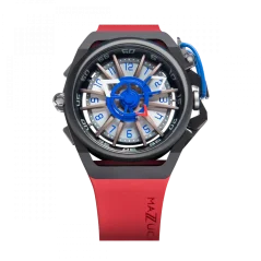Čierne pánske hodinky Mazzucato s gumovým pásikom Rim Sport Black / Red - 48MM Automatic