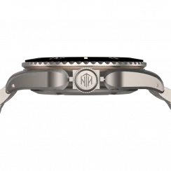 Stříbrné pánské hodinky NTH Watches s ocelovým páskem Barracuda With Date - Polar White Automatic 40MM