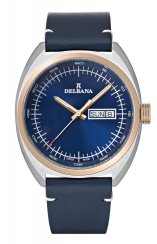 Reloj Delbana Watches Plata para hombre con correa de cuero Locarno Silver Gold / Blue 41,5MM