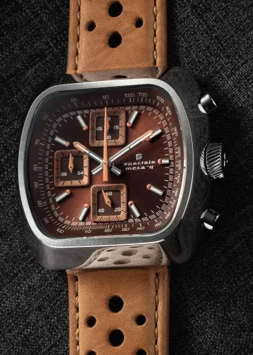 Strieborné pánske hodinky Straton Watches s koženým pásikom Speciale All Brown 42MM