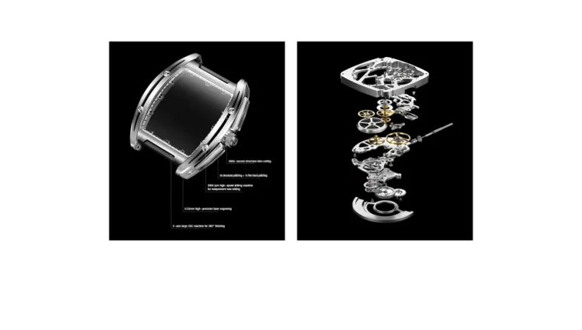 Men's silver CIGA Design watch with rubber strap Series Z Titanium Orange 41MM Automatic