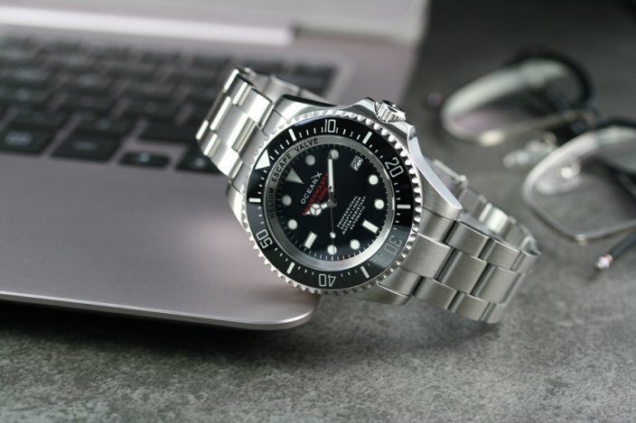 Strieborné pánske hodinky Ocean X s oceľovým pásikom SHARKMASTER 1000 SMS1011B - Silver Automatic 44MM