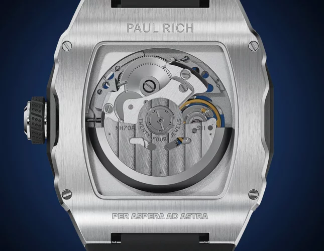 Orologio da uomo in argento Paul Rich Watch con un braccialetto di gomma Frosted Astro Skeleton Abyss - Silver 42,5MM