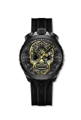 Orologio da uomo Bomberg Watches colore nero con elastico SUGAR SKULL GOLDEN 45MM