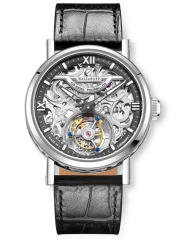 Stříbrné pánské hodinky Waldhoff s koženým páskem Metropolis Diamond Silver 41MM Automatic