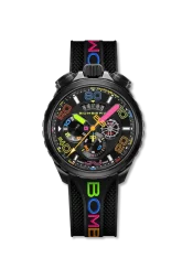 Reloj Bomberg Watches negro con banda de goma CHROMA 45MM