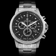 Montre Louis XVI pour homme en argent avec bracelet en acier Palais Royale - Silver 43MM